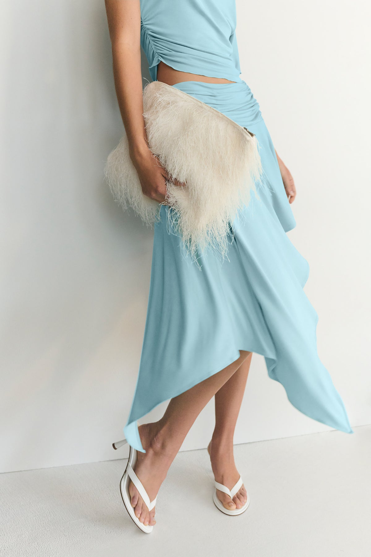 Talise Modal Hankie Midi Skirt - Aqua Blue