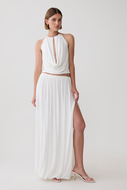 Banks Bubble Hem Midi Skirt - White