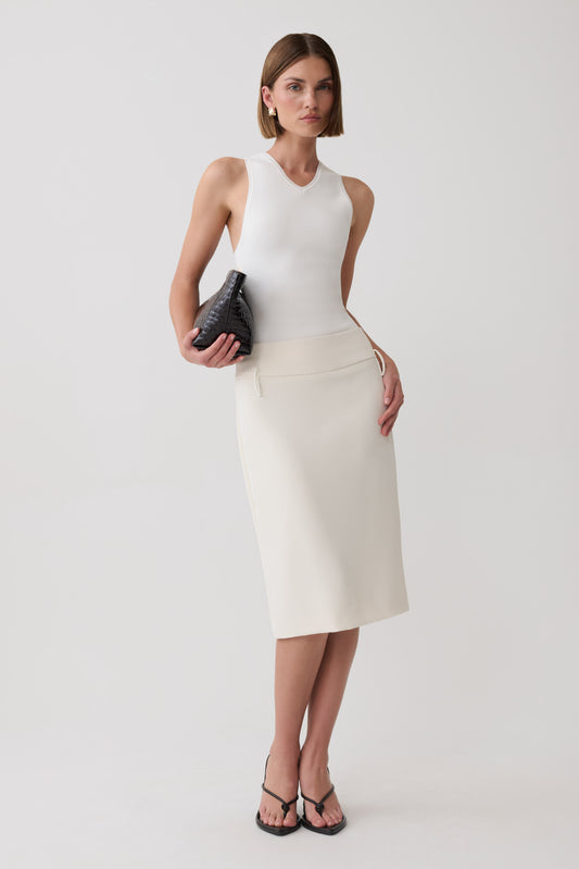 Brooke Suiting Midi Skirt - Ivory