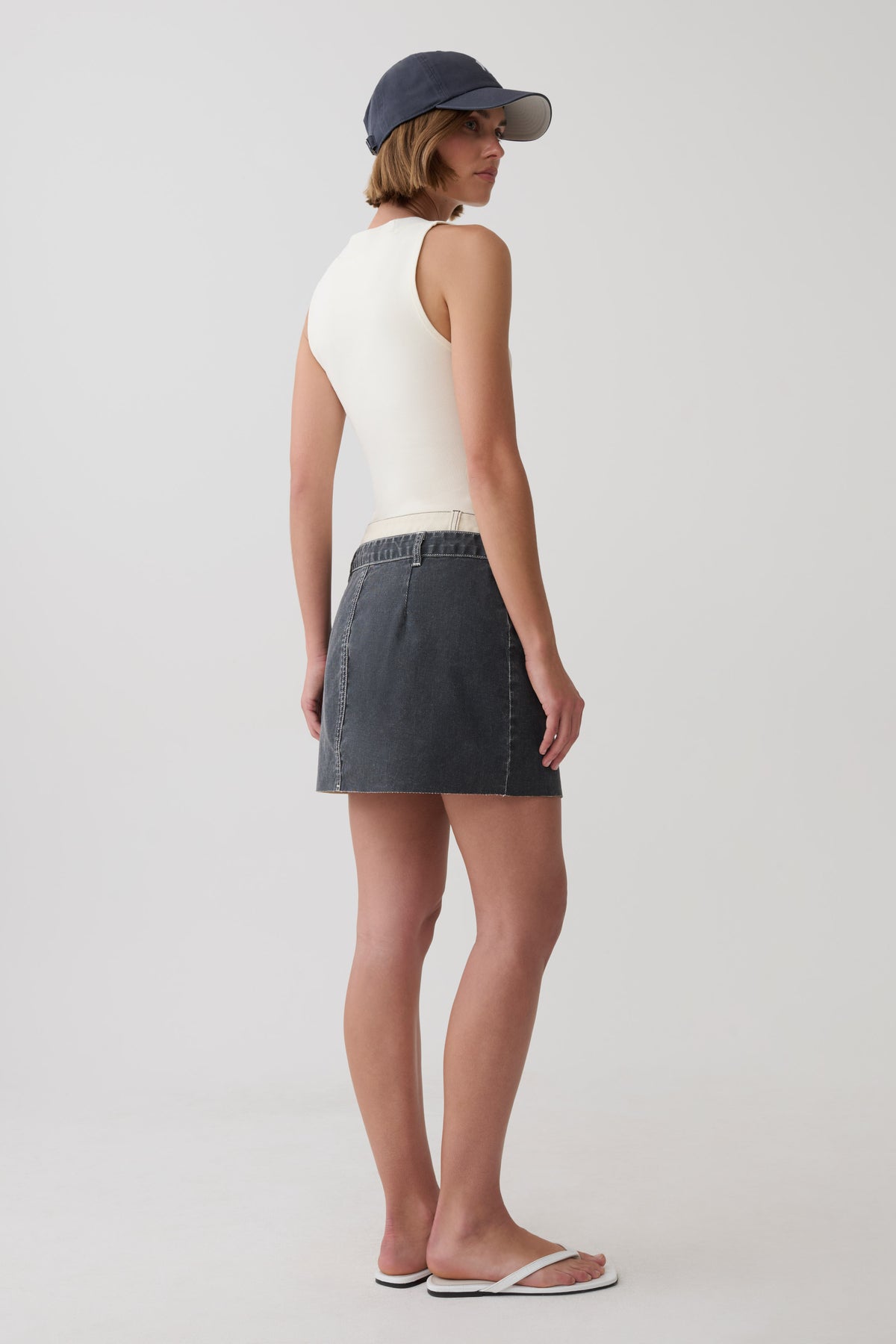 Hellen Asymetrical Denim Mini Skirt - Dark Grey #2