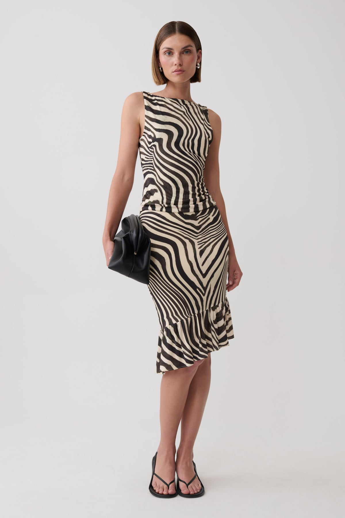 Polina Zebra Printed Midi Skirt - Zebra Print