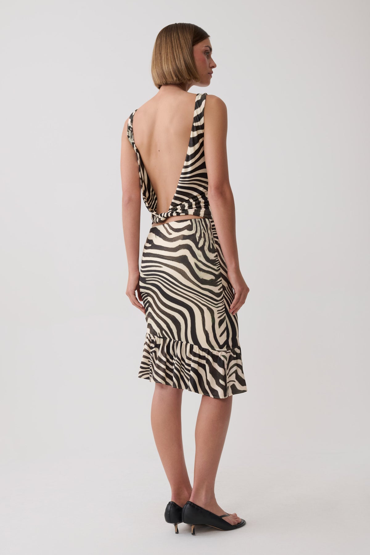 Polina Zebra Printed Midi Skirt - Zebra Print