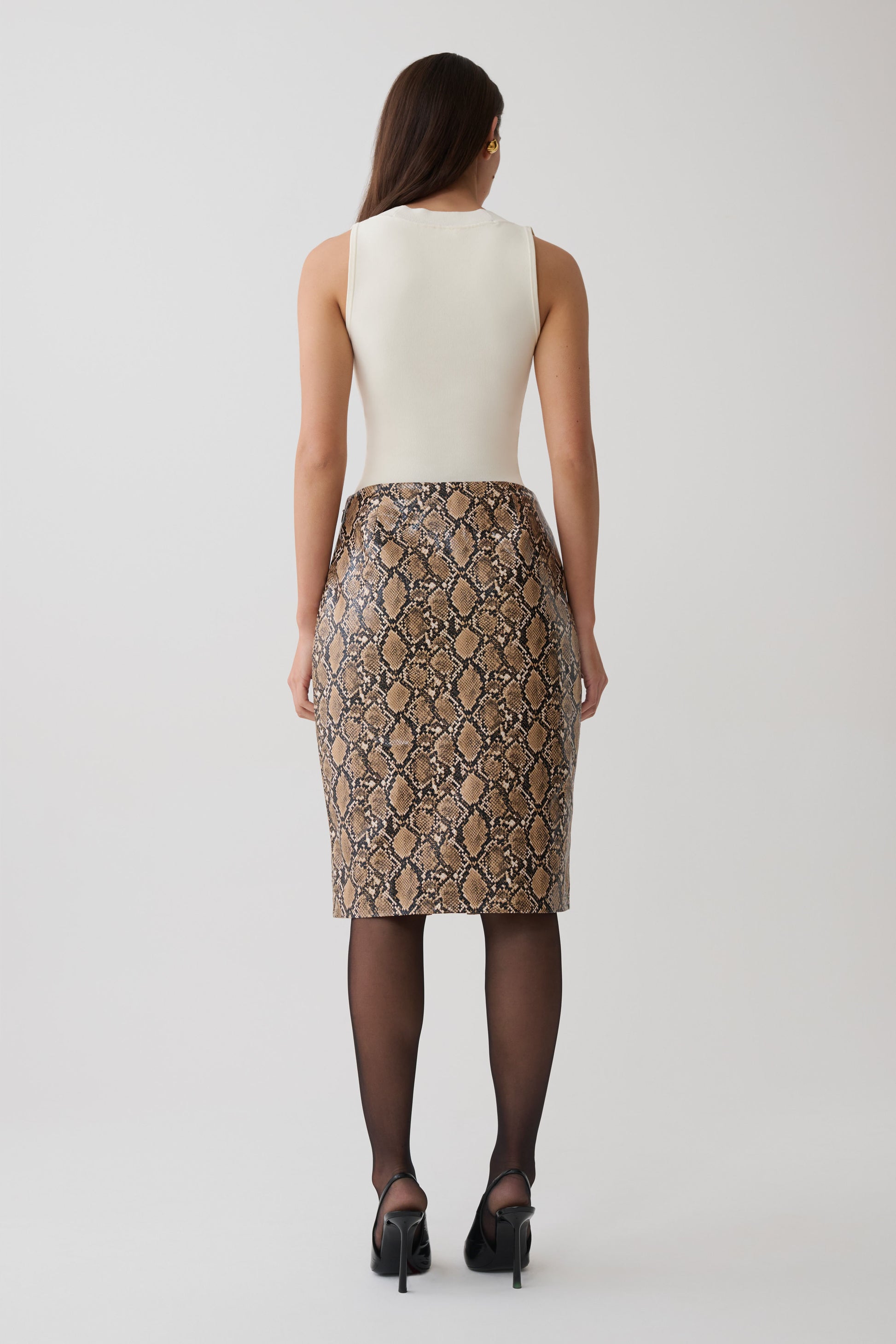 Alexis Faux Leather Midi Skirt - Snake Print #5