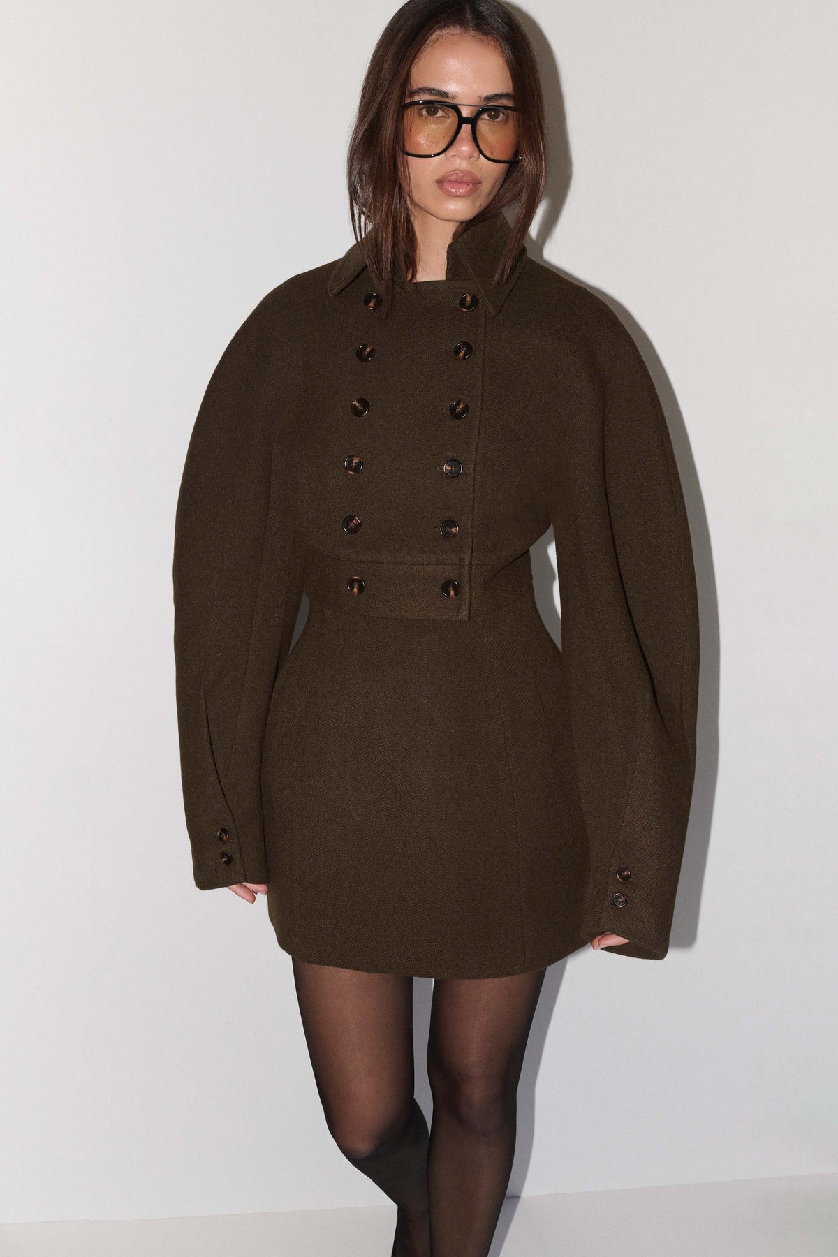 Jemima Wool Blend Mini Skirt - Chocolate