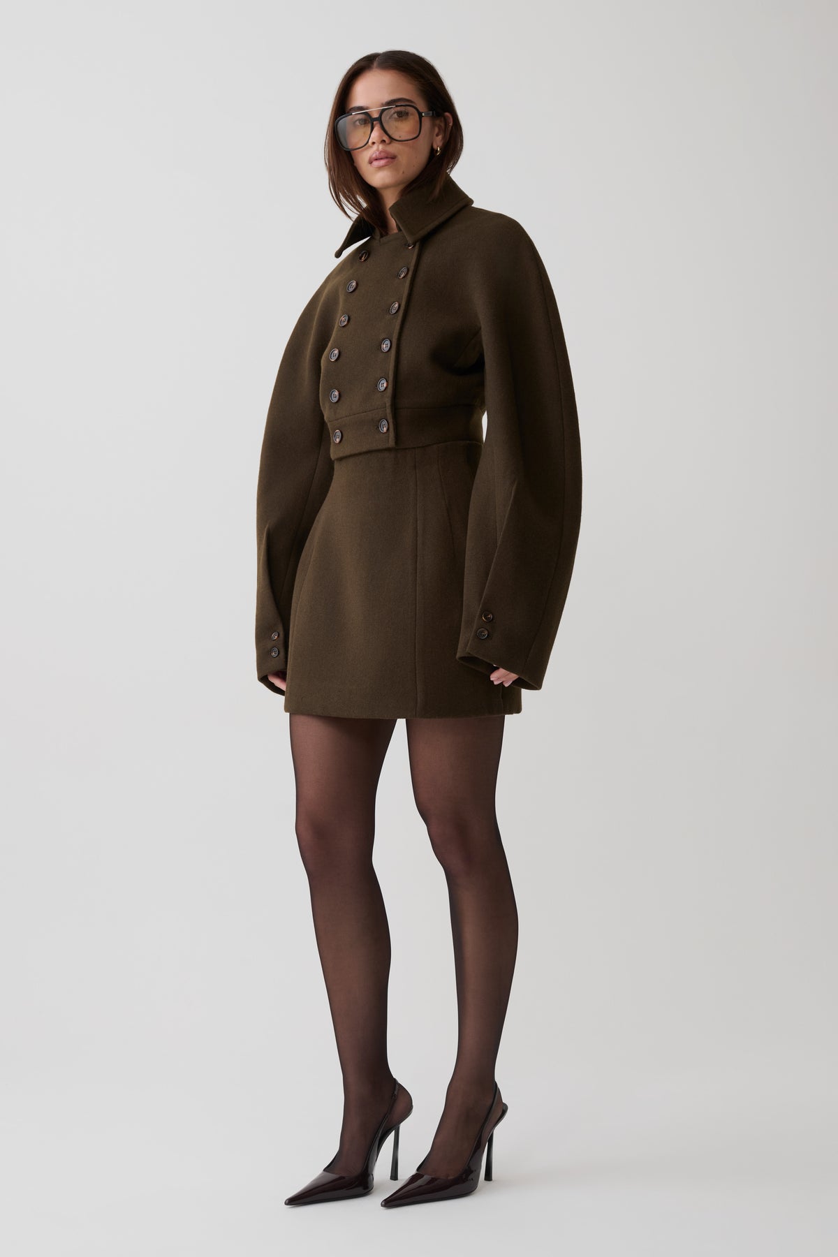 Jemima Wool Blend Mini Skirt - Chocolate