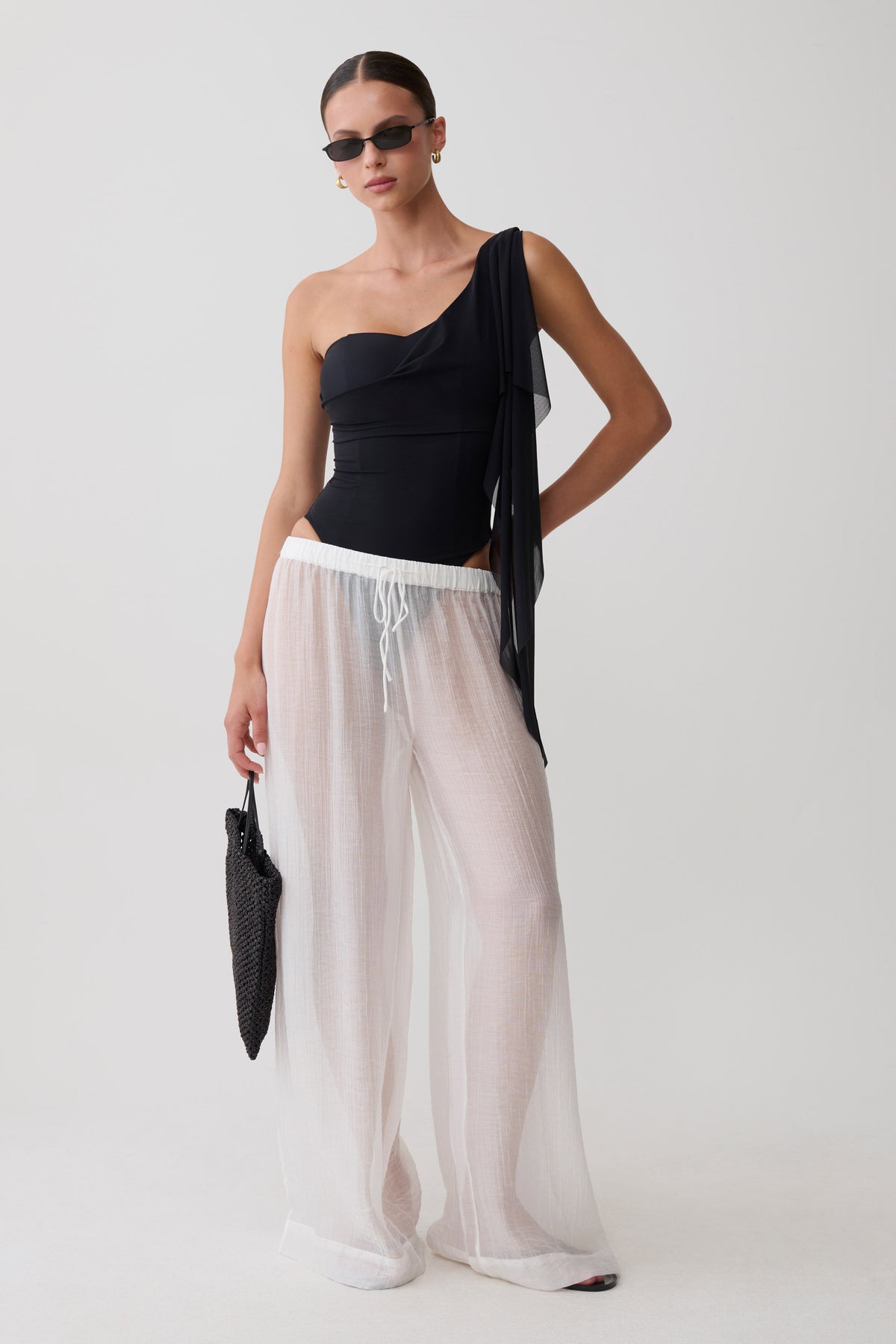 Thessaly Shoulder Train One Piece - Black #4