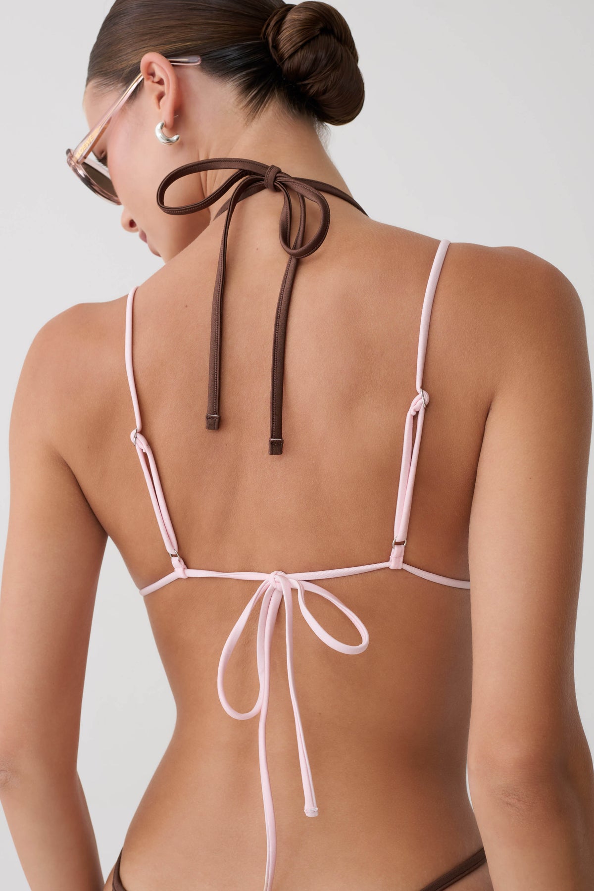 Tempest Layered Triangle Bikini Top - Pink/Chocolate #3