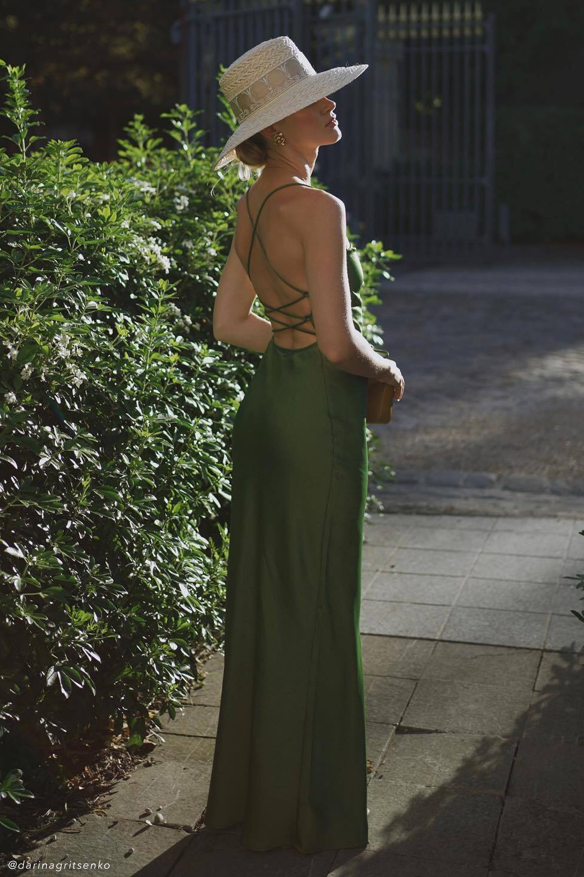 Sydney Straight Neck Slip Maxi Dress - Emerald #9