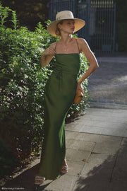 Sydney Straight Neck Slip Maxi Dress - Emerald