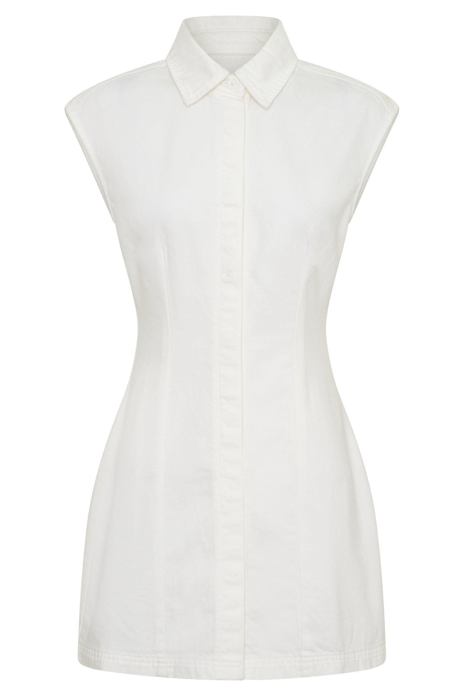 Sheriden Collared Mini Denim Dress - White #9