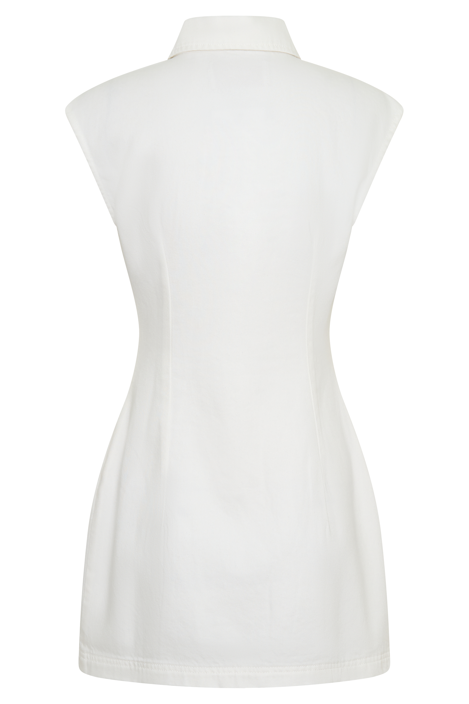 Sheriden Collared Mini Denim Dress - White #8