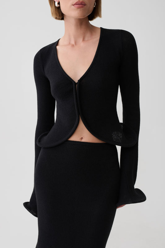 Gigi Long Sleeve Knit Top - Black