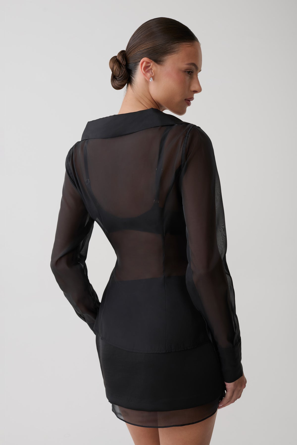 Frankie Organza Cross Over Shirt - Black