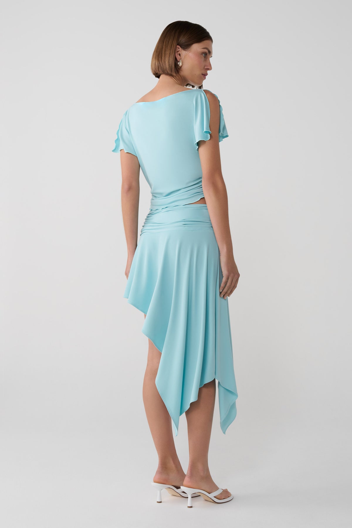 Talise Modal Flounce Short Sleeve Top - Aqua Blue #5