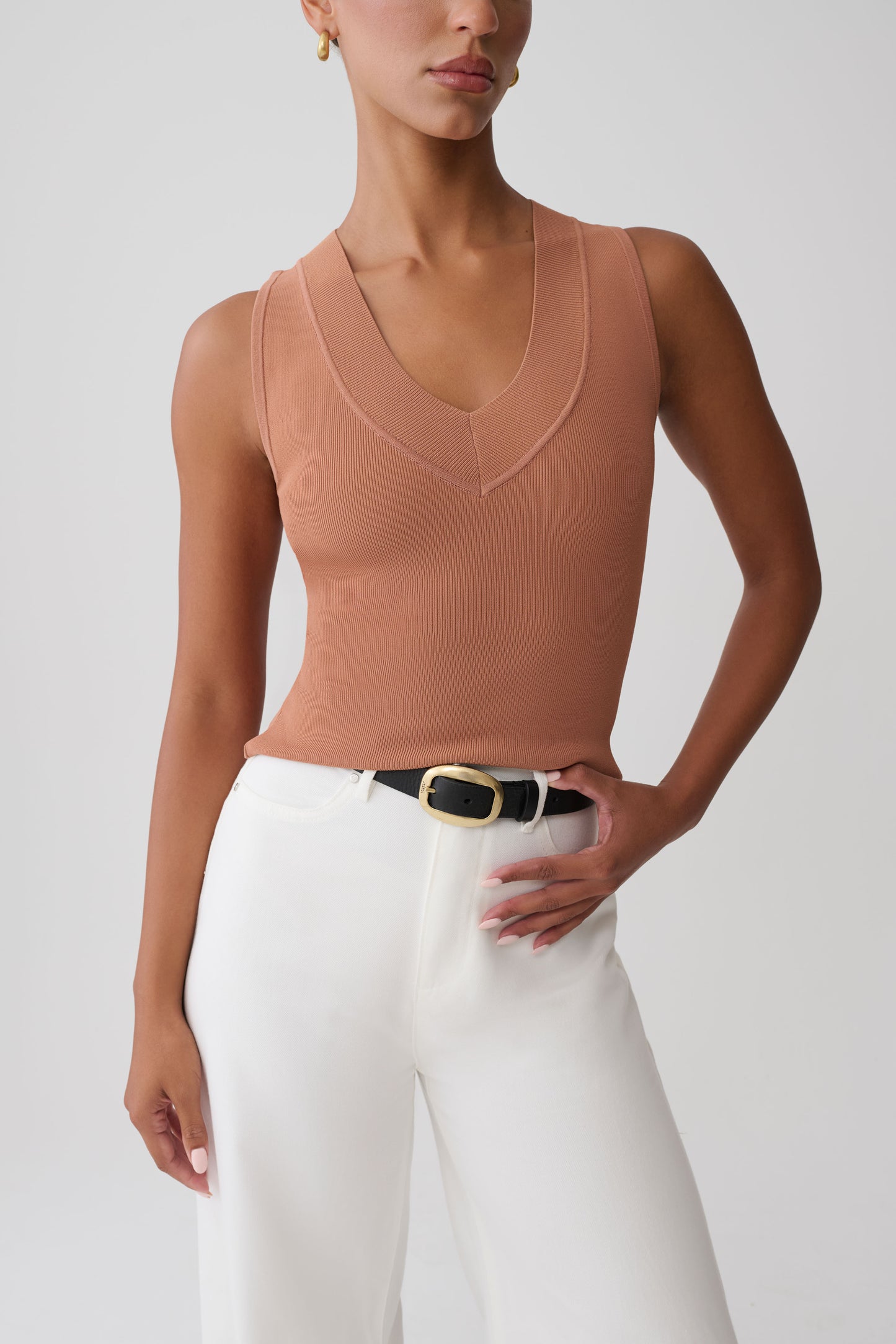 Claudina V-Neck Knit Tank - Doe