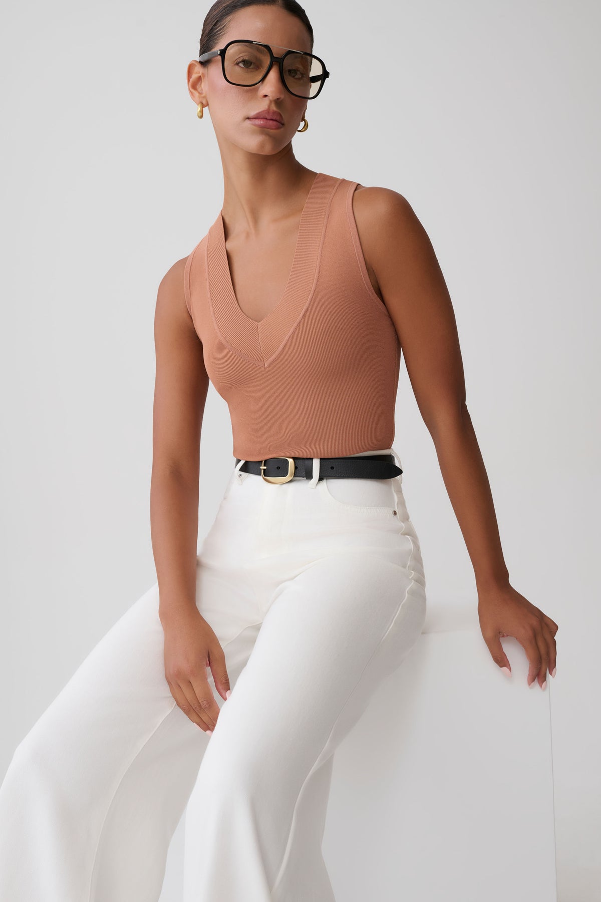 Claudina V-Neck Knit Tank - Doe