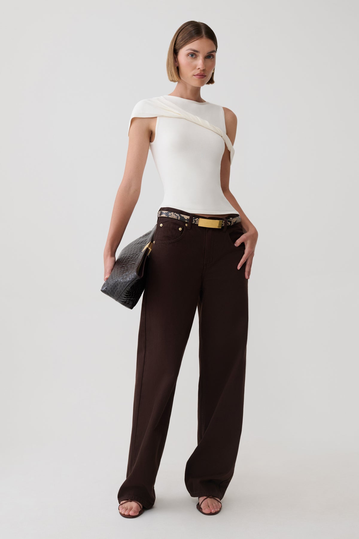Deon Twist Detail Knit Top - White #6