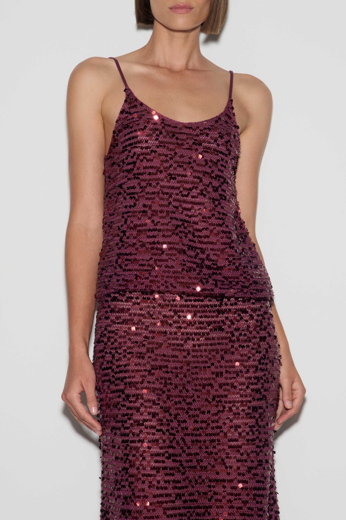 Eloize Sequin Knit Tank Top - Plum #6