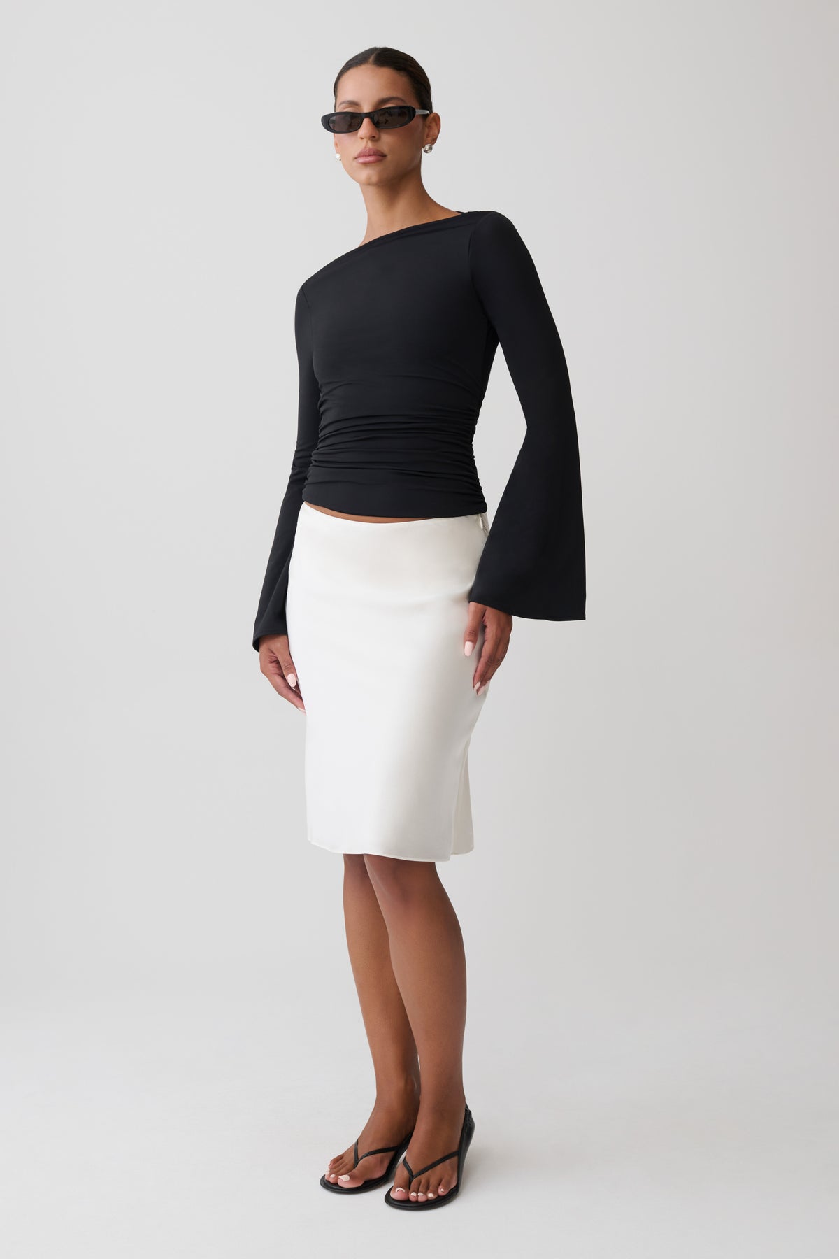 Sabina Cowl Back Long Sleeve Top - Black #6