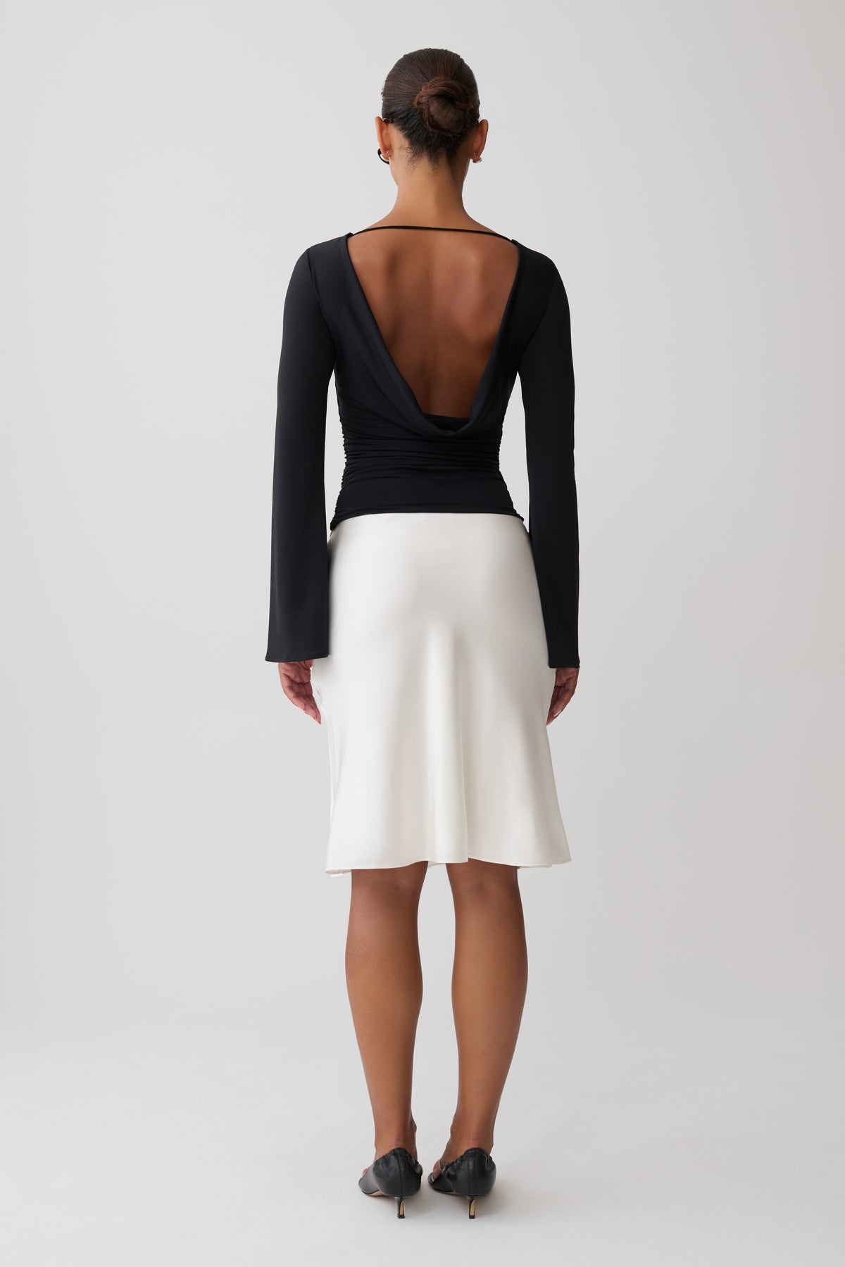 Sabina Cowl Back Long Sleeve Top - Black #4