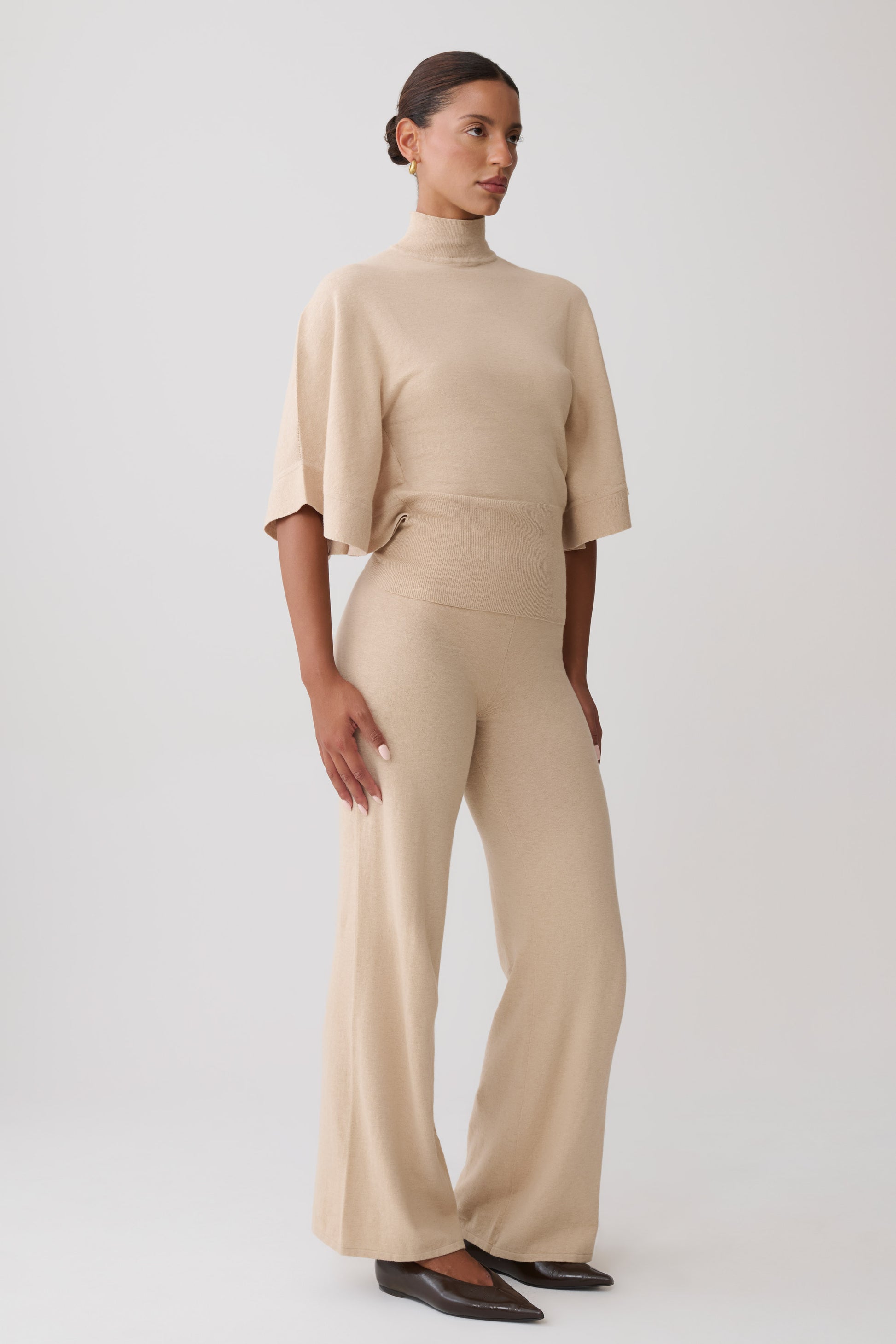 Helania High Neck Knit Top - Oat Marle #4