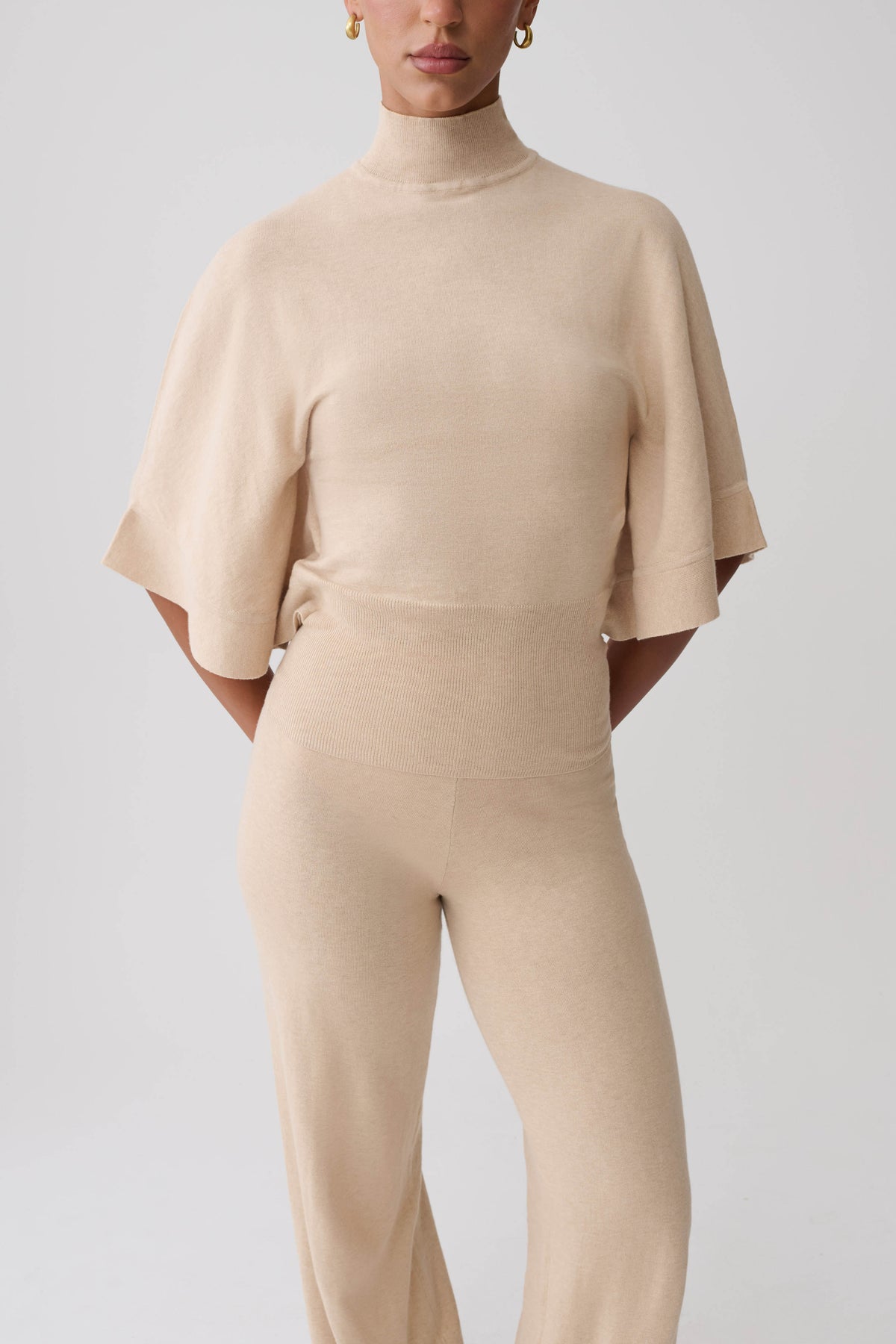 Helania High Neck Knit Top - Oat Marle #3