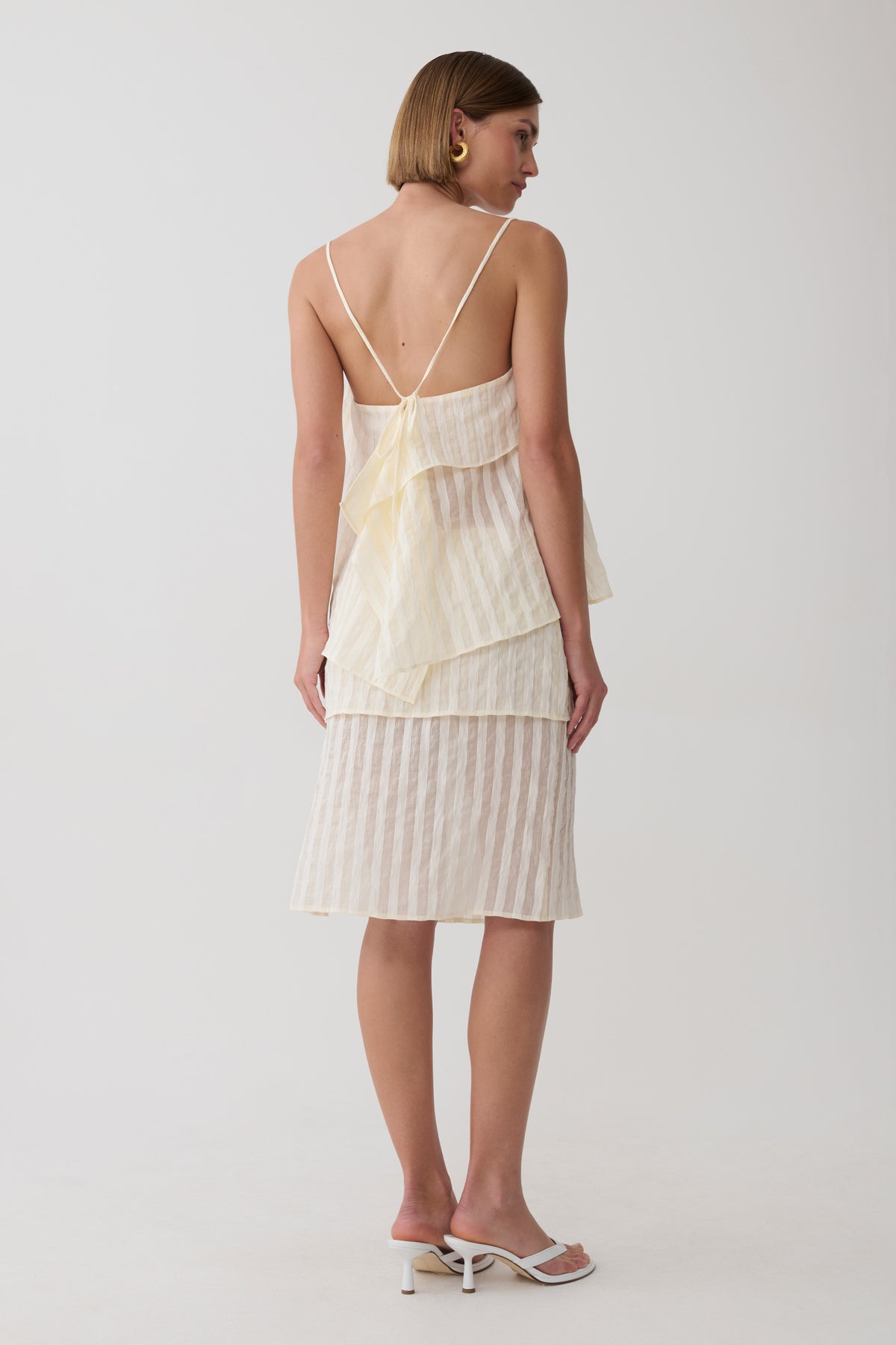 Adrina Striped Midi Skirt - Ivory