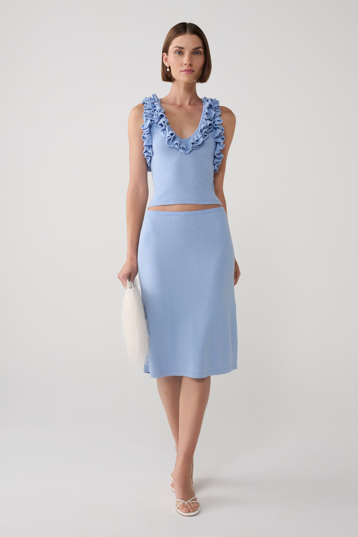 Tayler Ruffle Knit Top - Cornflower Blue #4