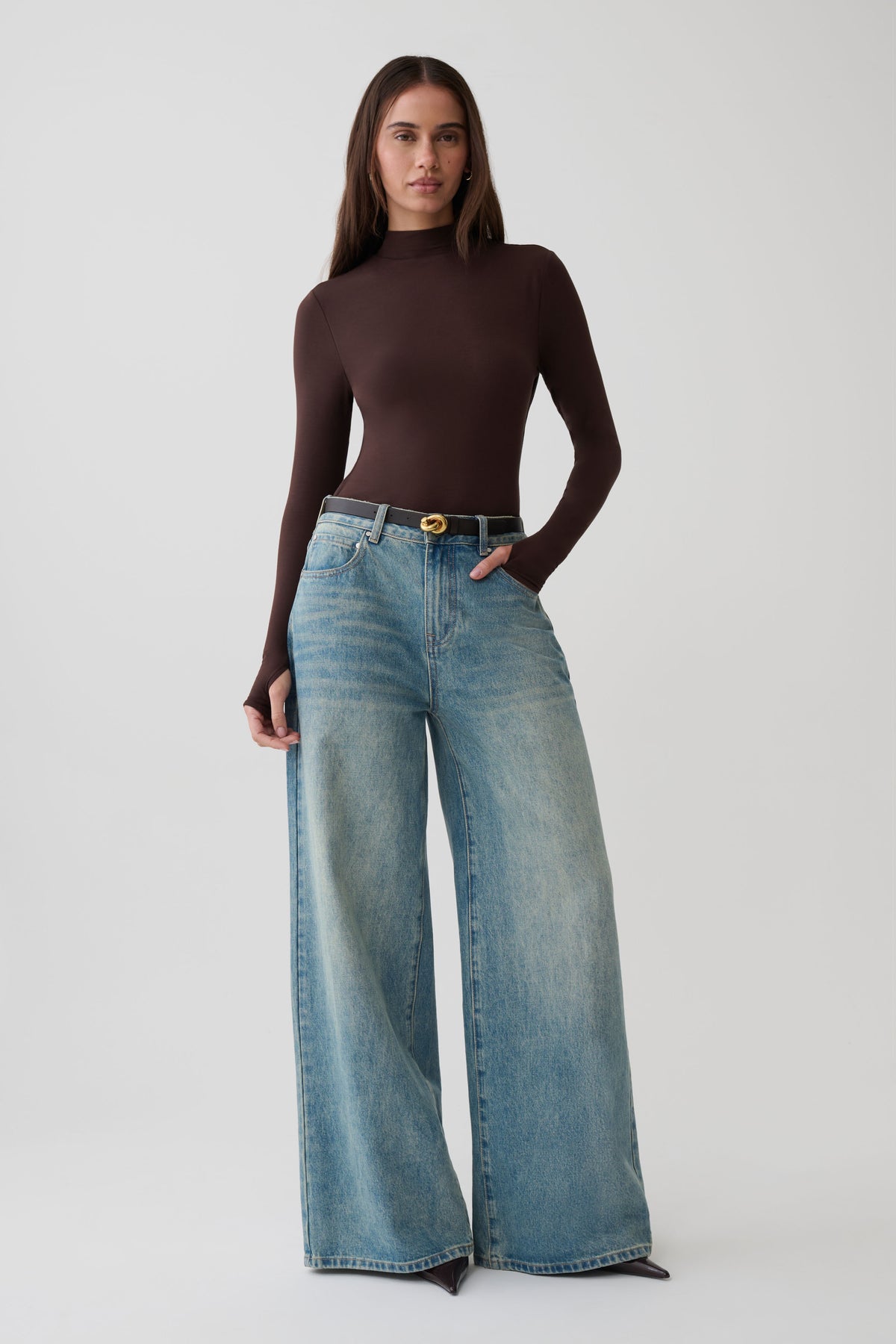 Jurney Longsleeve Roll Neck Top - Dark Chocolate