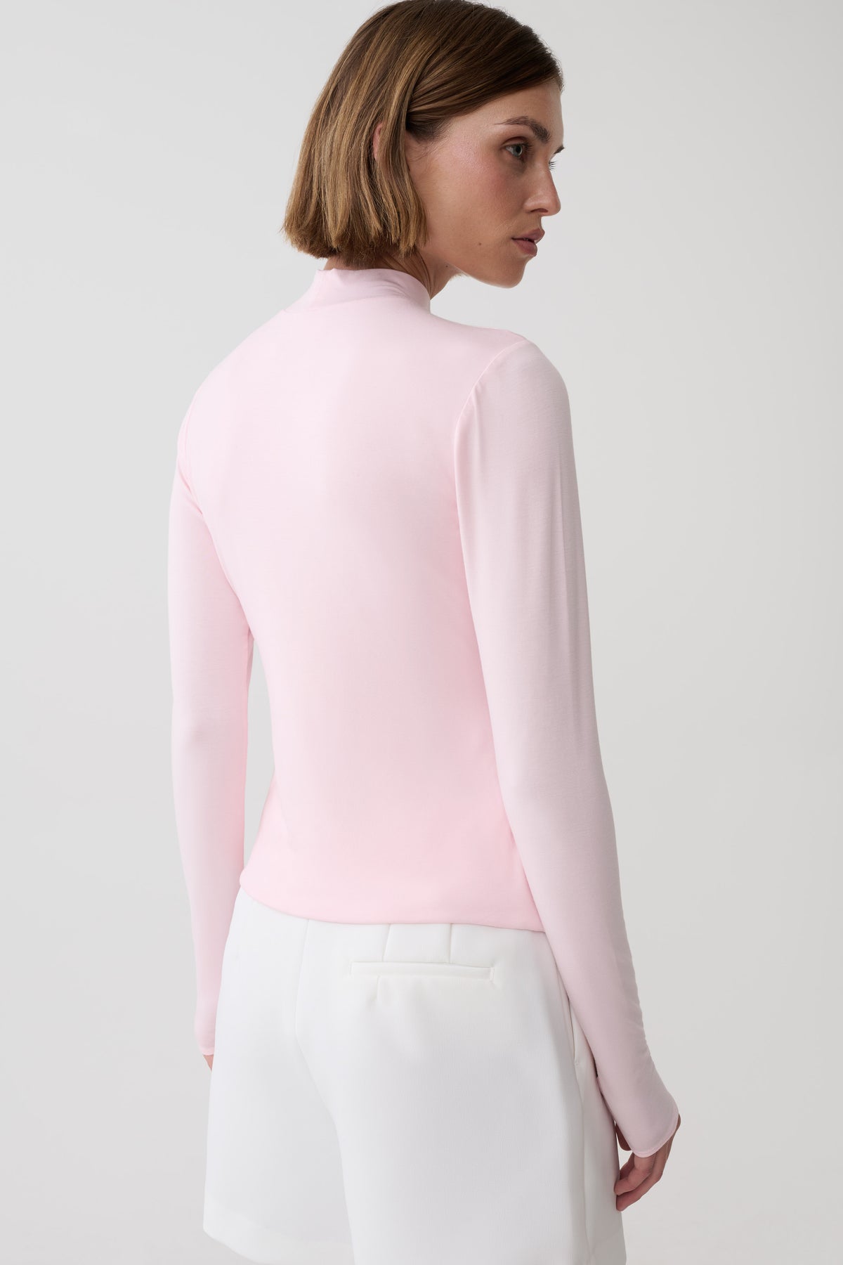 Jurney Longsleeve Roll Neck Top - Pale Pink #2