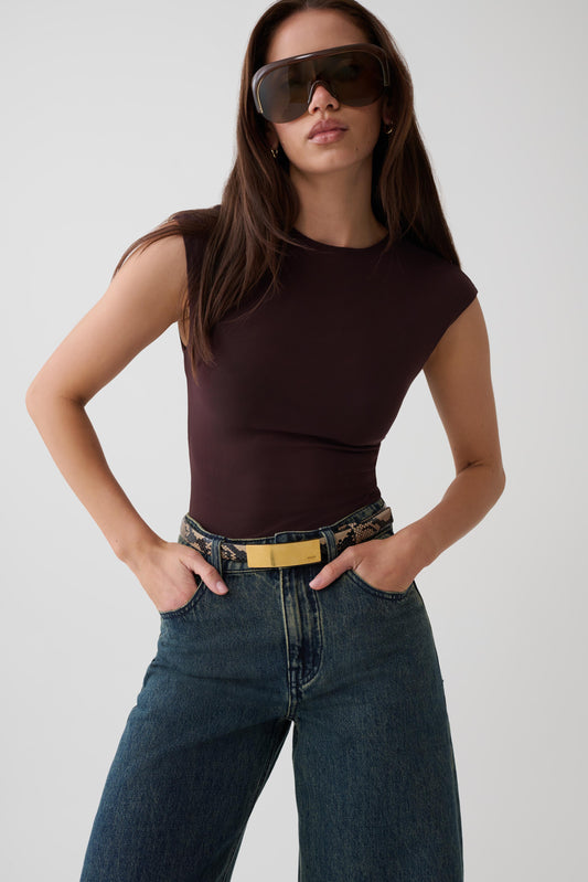 Tayla Sleeveless Bodysuit - Chocolate