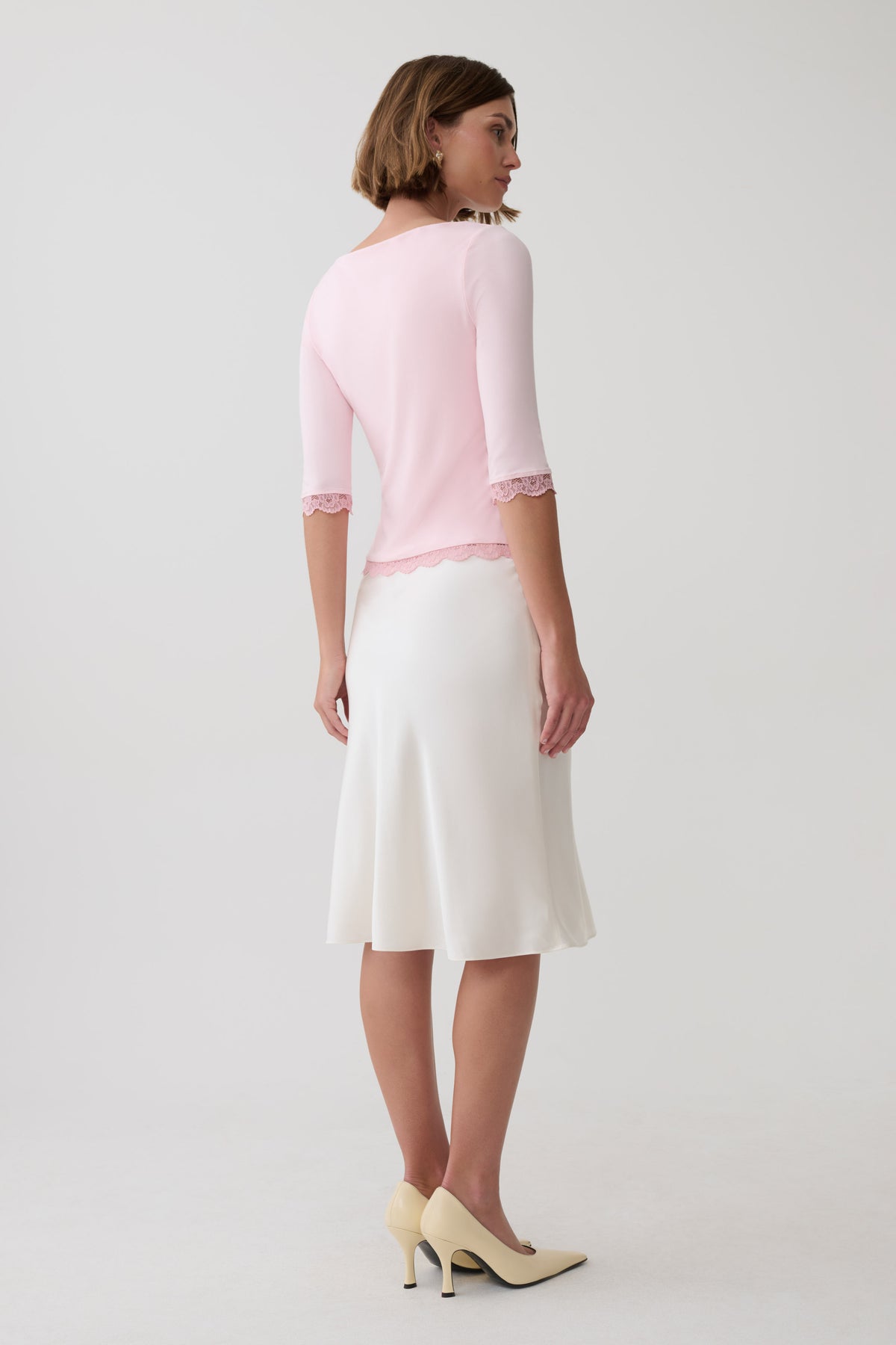 Althea Lace Trimmed Top - Pale Pink