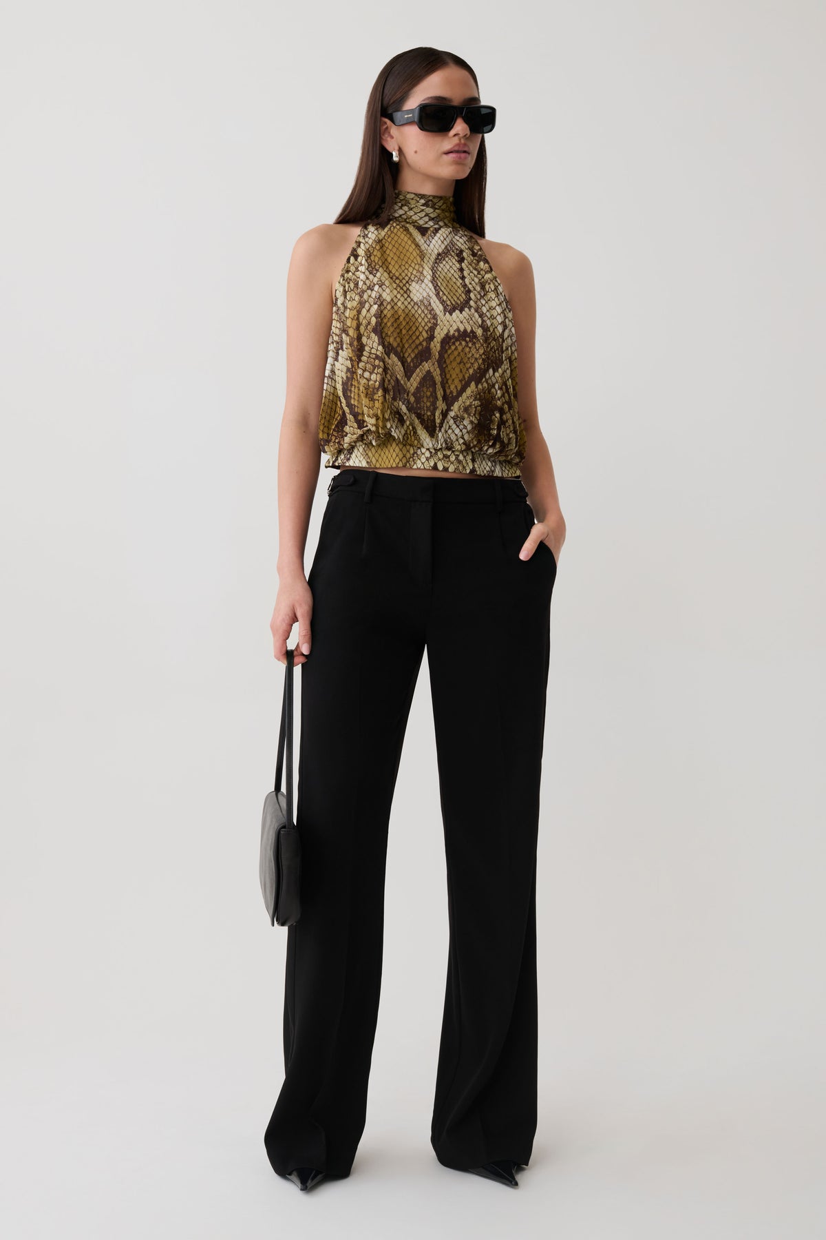 Eliana Tie Back Chiffon Sleeveless Top - Snake Print #6