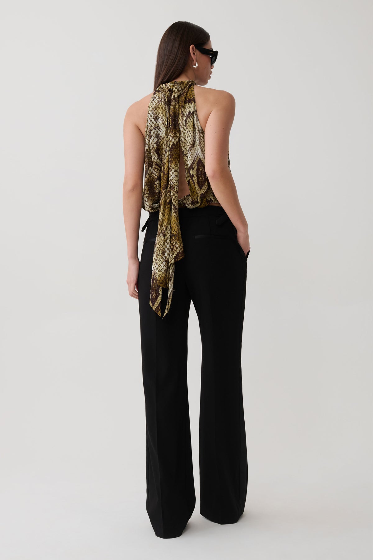 Eliana Tie Back Chiffon Sleeveless Top - Snake Print #4
