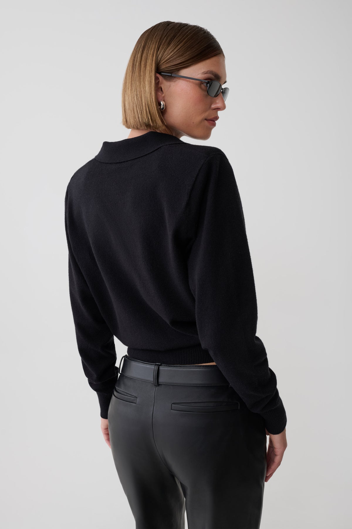 Logan Knit Top With Shoulder Pads - Black