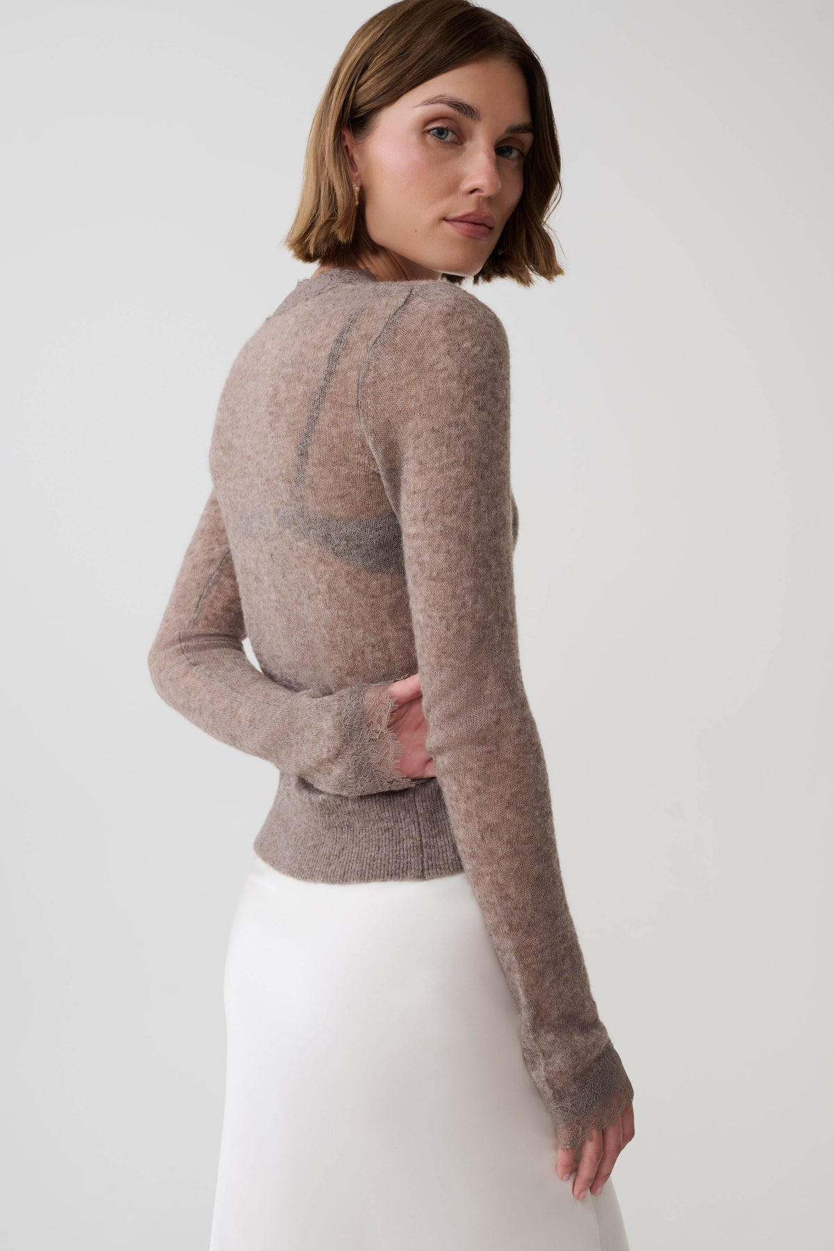 Amrita Lace Knit Cardigan - Oatmeal