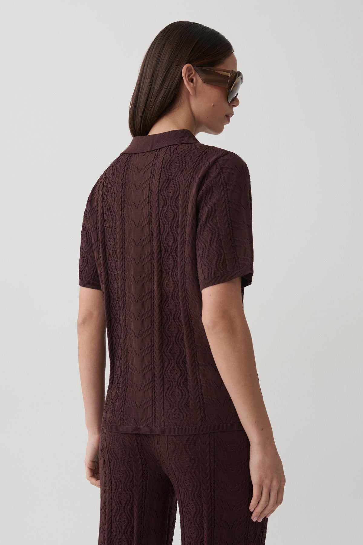 Jill Pointelle Knit Top - Chocolate #2