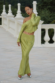 Violeta Satin Maxi Skirt - Parakeet Green