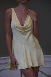 Alyce Satin Cowl Micro Mini Dress - Yellow
