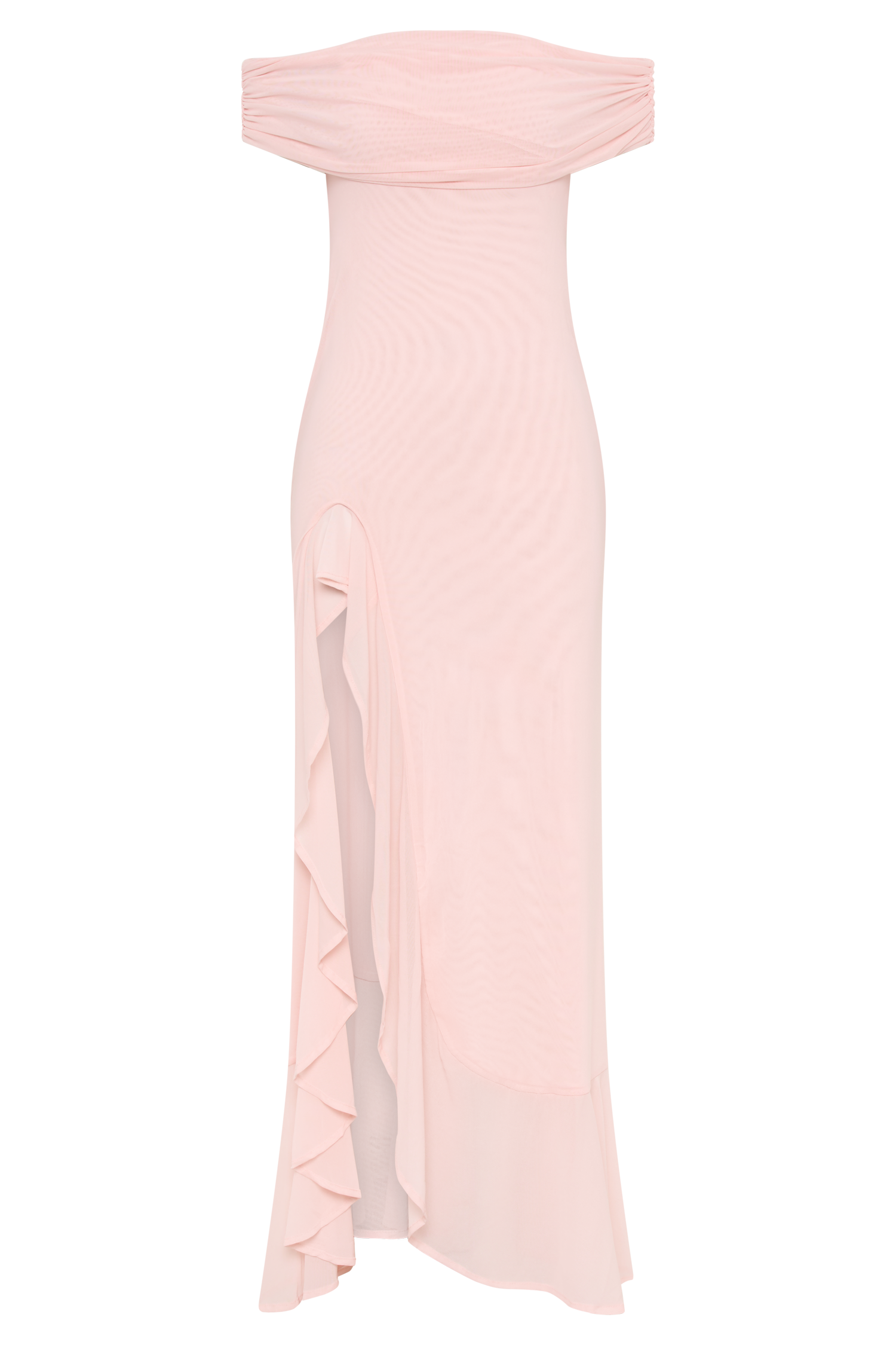 Audrey Off Shoulder Mesh Maxi Dress Pale Pink MESHKI