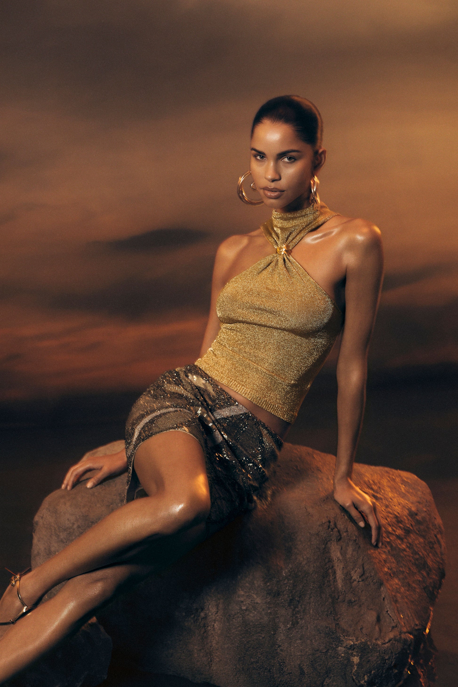 Nikki Lurex Top With Hardware - Gold #3