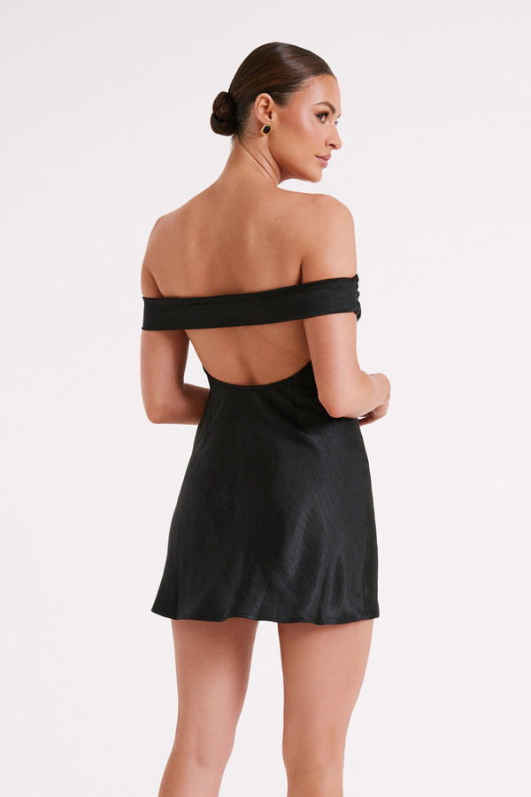 Cher Satin Strapless Mini Dress - Black