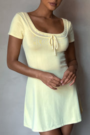 Georgia Pointelle Knit Mini Dress - Lemon