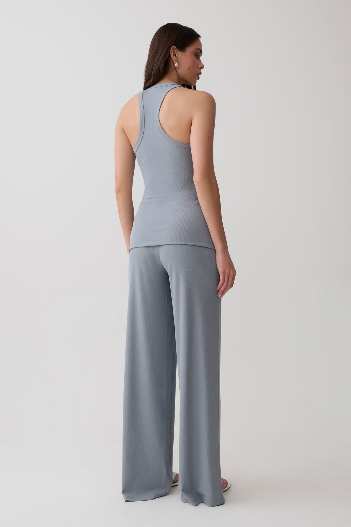 Evadne Elasticated Pants - Steel Blue #2