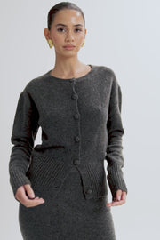 Genevieve Oversized Knit Cardigan - Charcoal