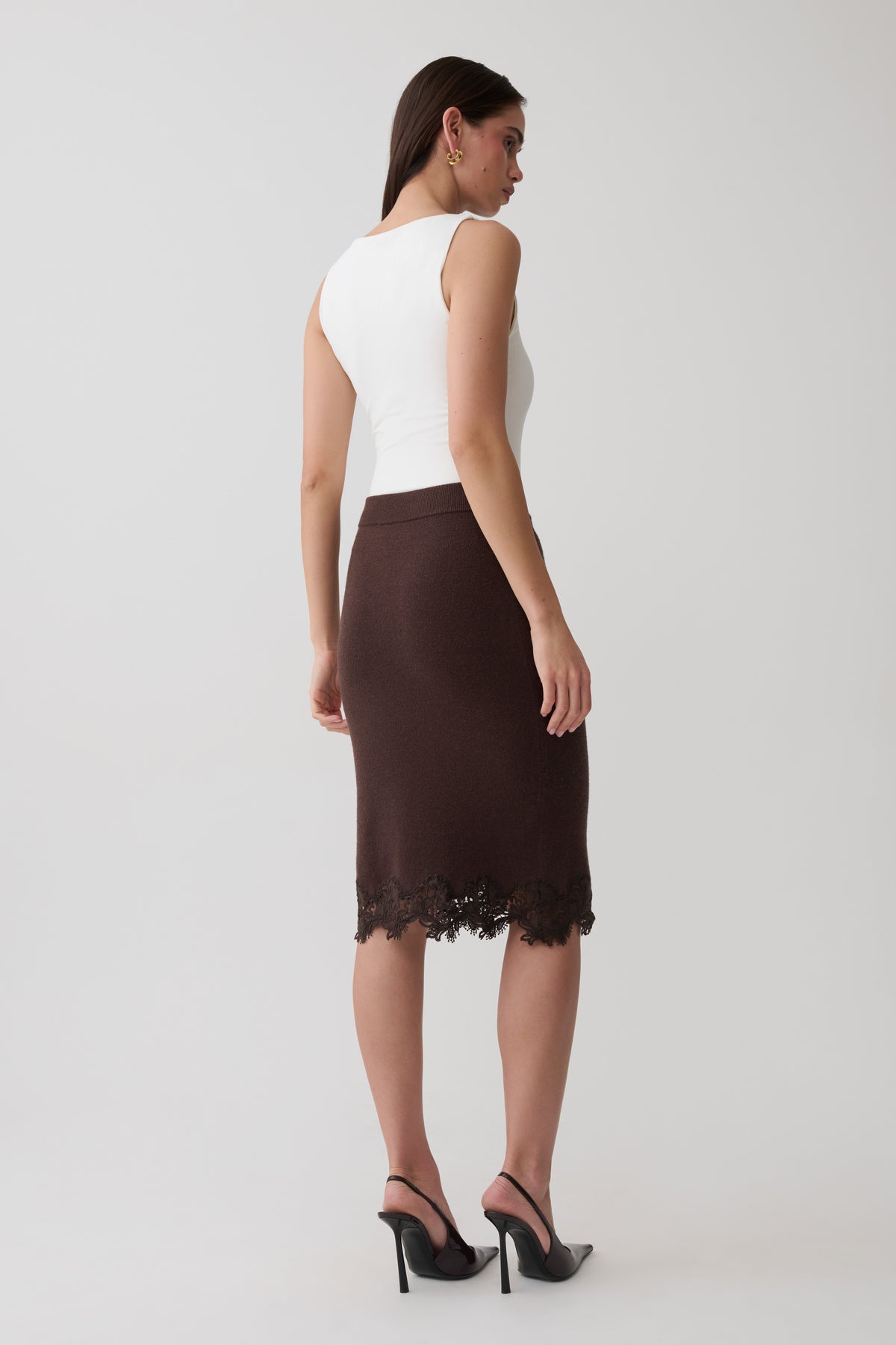 Kaelin Lace Knit Skirt - Chocolate #2