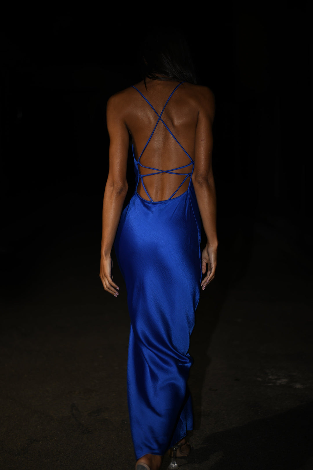 Sydney Straight Neck Slip Maxi Dress - Cobalt Blue - MESHKI