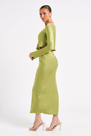 Violeta Satin Maxi Skirt - Parakeet Green
