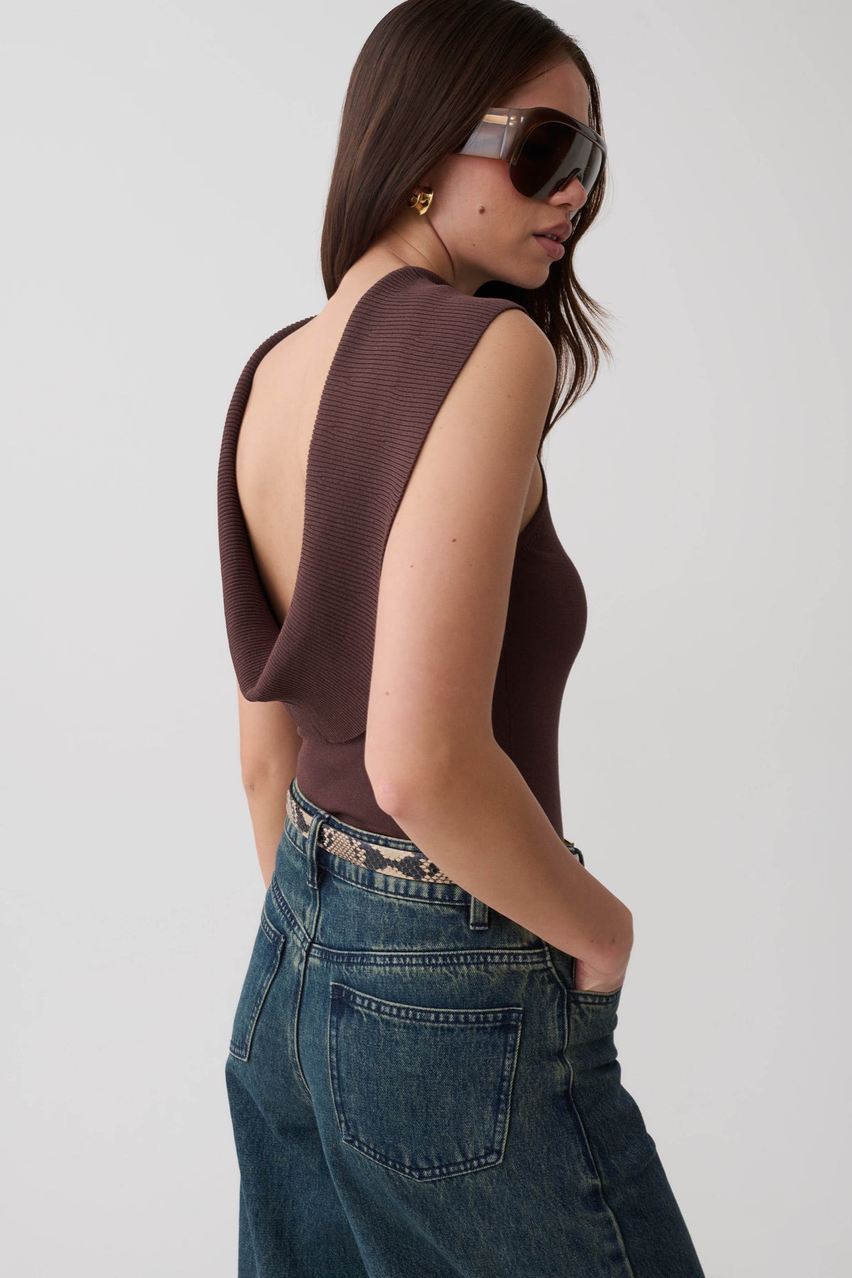 Ellen Knit Sleeveless Top - Chocolate