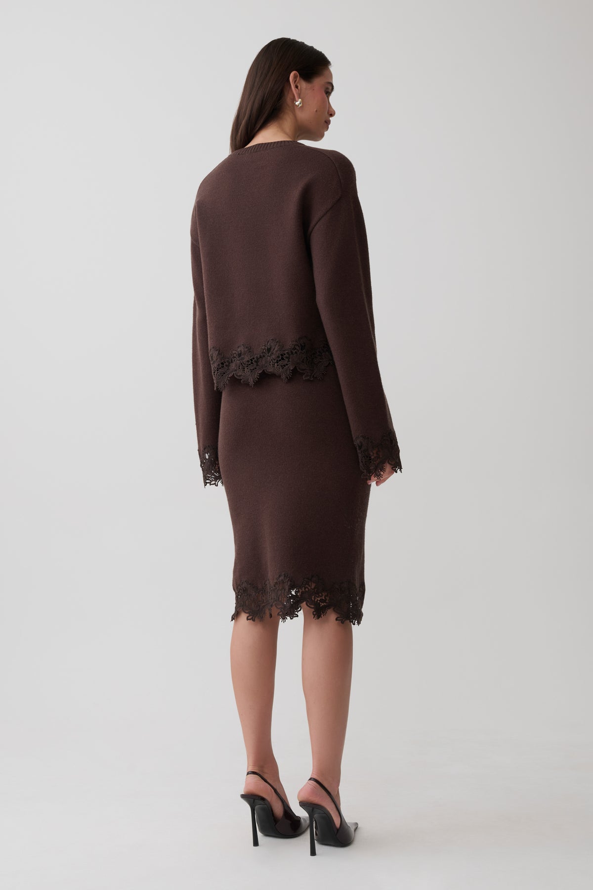 Kaelin Lace Knit Jumper - Chocolate #2